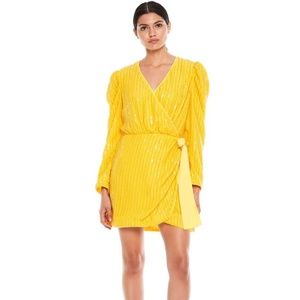 La Maison Talulah Beaming Yellow Beaded Dress